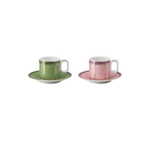 Set 2 Cesti Espresso Cu Farfurie Signum Fern & Rose Swarovski Rosenthal