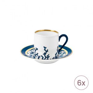 Set 6 Cesti Cu Farfurioare Cafea Cristobal Marine Raynaud Limoges