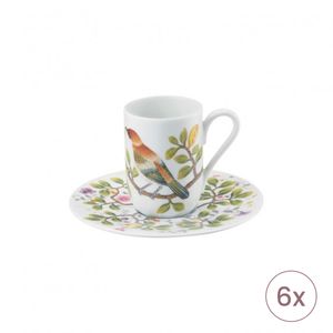 Set 6 Cesti Cu Farfurioare Espresso Paradis Fond Blanc Raynaud Limoges