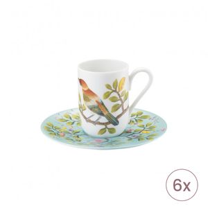 Set 6 Cesti Cu Farfurioare Espresso Paradis Fond Turquoise Raynaud Limoges