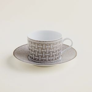 Set 2 Cesti Ceai Cu Farfurioara Mosaique Platin Hermes Paris