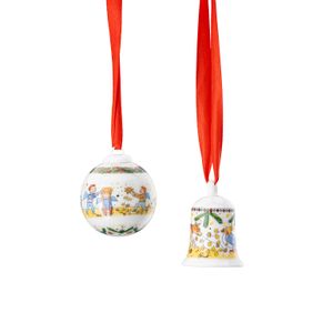 Set 2 Mini Ornamente Din Portelan Mini-Bell/Mini-Ball Christmas Sparkle Collector's Items 2024 Hutschenreuther