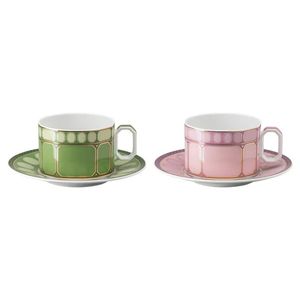 Set 2 Cesti Cu Farfurii Ceai Signum Fern&Rose Swarovski Rosenthal