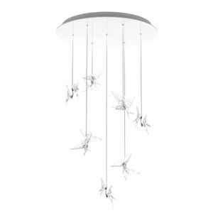 Candelabru 14 Swallows Clear Crystal Chromed Metal Lalique