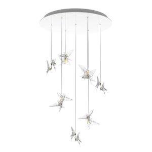Candelabru 14 Swallows Clear Crystal Satin Gilded Metal Lalique