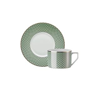 Set 6 cesti cu farfurii ceai Francis Carreau Vert Rosenthal